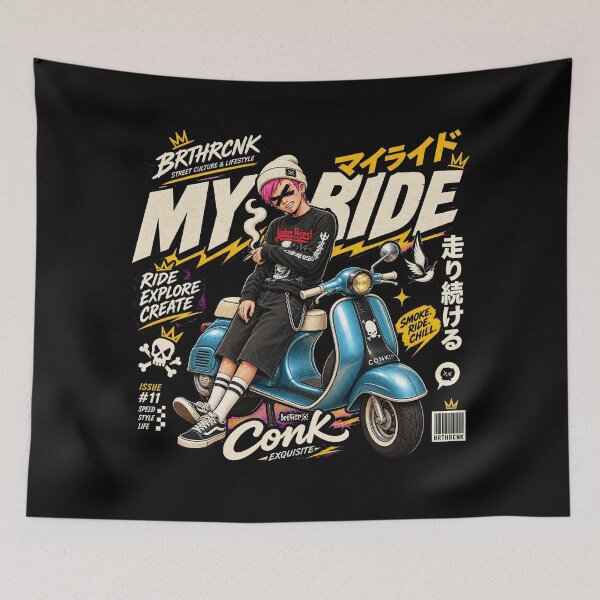 Item preview, マイライド Vespa Rider - Japanese Scooter Anime Streetwear designed and sold by BRTHRCNK01.