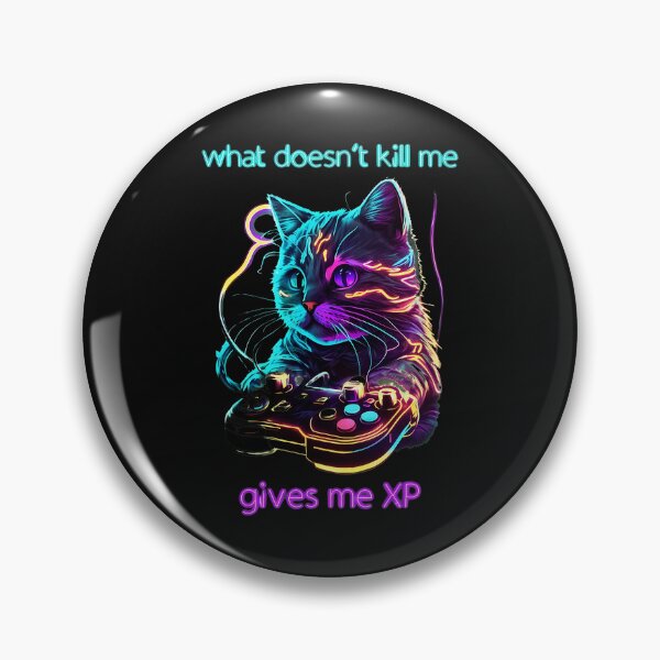 Item preview, Neon Cat Gamer Controller XP Quote Art designed and sold by fruscispake.