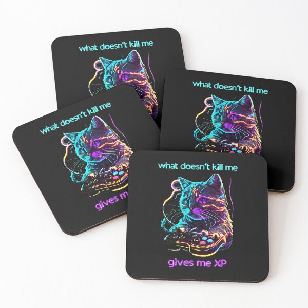 Item preview, Neon Cat Gamer Controller XP Quote Art designed and sold by fruscispake.