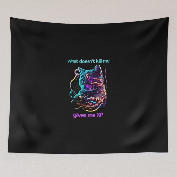 Item preview, Neon Cat Gamer Controller XP Quote Art designed and sold by fruscispake.