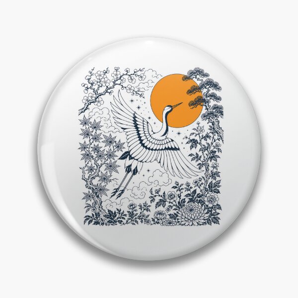 Item preview, Vintage Linocut Bird, Red Sun Naturecore designed and sold by Gerhard-VIN.