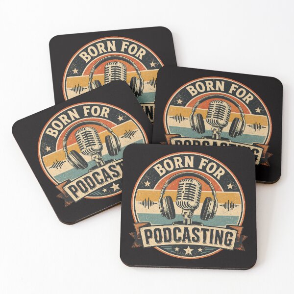 Item preview, Born for Podcasting – Retro Vintage Microphone & Headphones designed and sold by casualnature.