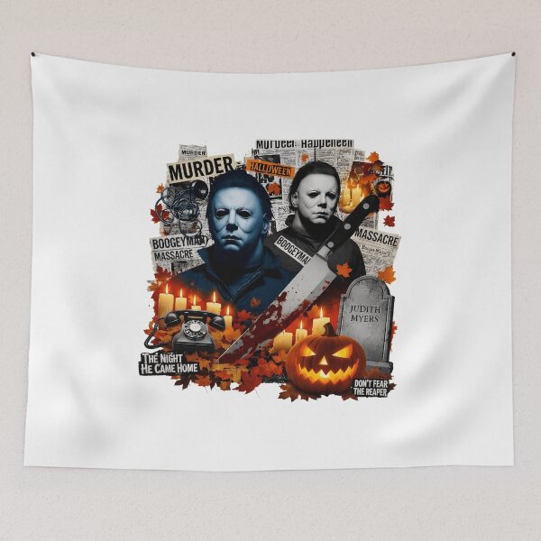 Item preview, Michael Myers Halloween Horror Collage with Vintage Gothic Atmosphere designed and sold by JohnBrewe65431.