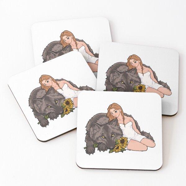 Item preview, girl, wolf, and sunflowers designed and sold by LivianPearl.