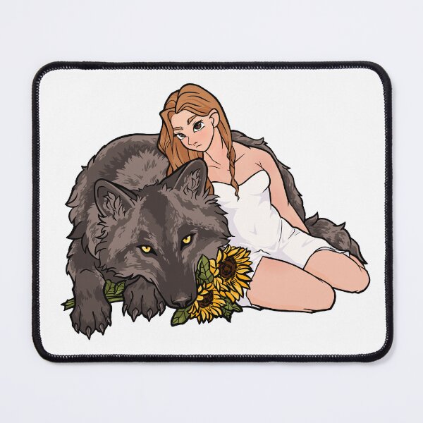 Item preview, girl, wolf, and sunflowers designed and sold by LivianPearl.