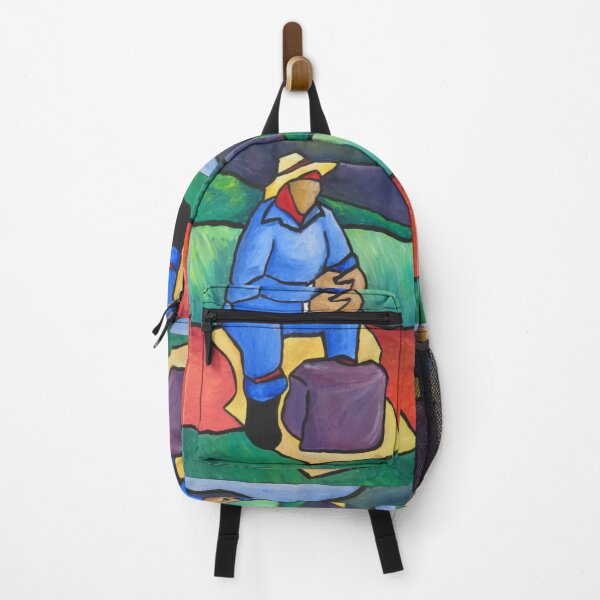Item preview, Bold Modern Landscape – Seated Figure in Colourful Fields designed and sold by wobblyfrogs.