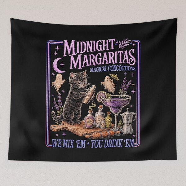 Item preview, Midnight Margaritas Black Cat Halloween Cocktail designed and sold by watanabeee.