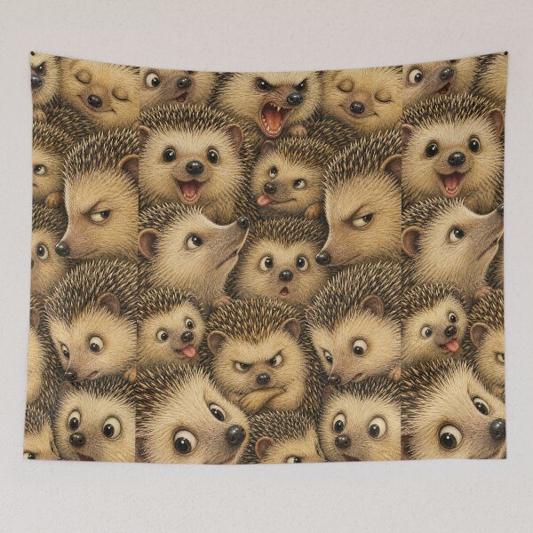 Item preview, Hedgehog Face Collage Vintage - Adorable Spiky Animal Art designed and sold by merchxwear.
