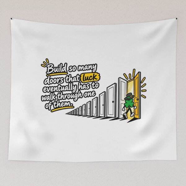 Item preview, Create Your Own Luck – Motivational Doors Quote designed and sold by RaulWeirdAndFun.