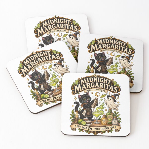 Artikelvorschau, Mitternachts-Margaritas, Black Cat Halloween-Cocktail entworfen und verkauft von MaskedTarget.
