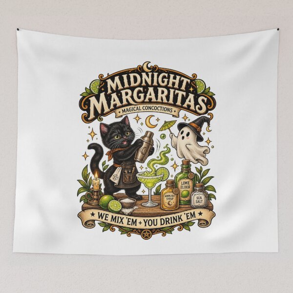 Item preview, Midnight Margaritas Black Cat Halloween Cocktail designed and sold by MaskedTarget.