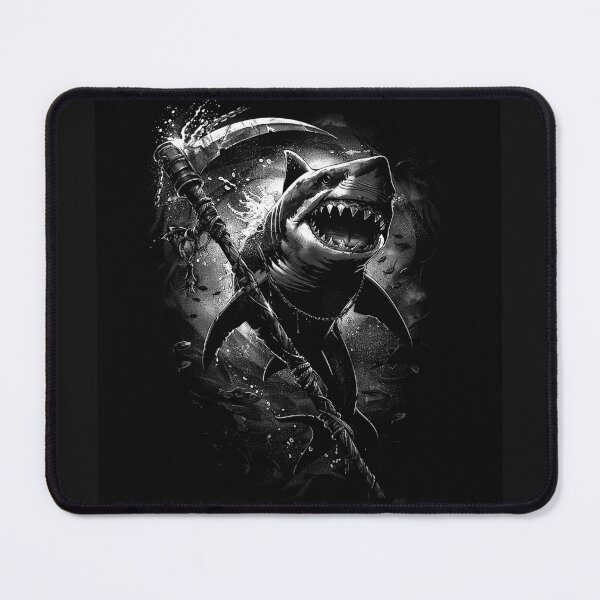Item preview, Grim Reaper Shark with Scythe Dark Underwater Horror Art designed and sold by inkoutninja.