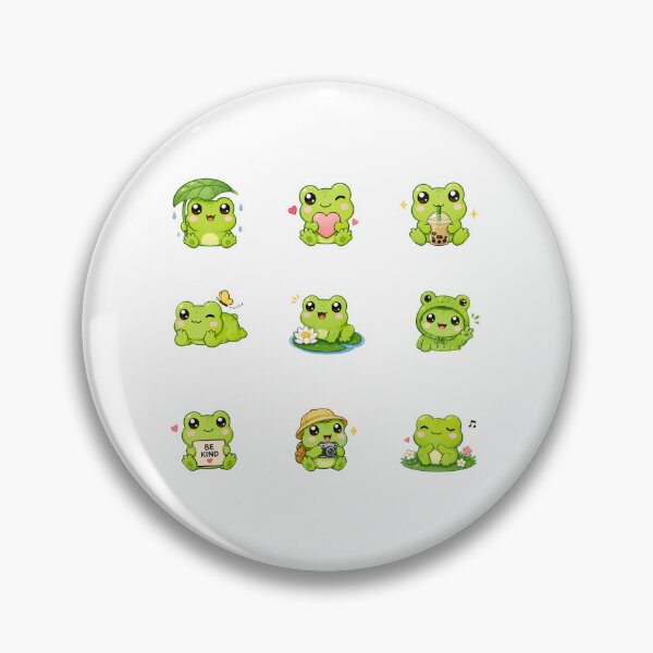Item preview,  Kawaii Green Cute Frog,  Adorable Cottagecore Frogs Set designed and sold by graphic-genie.