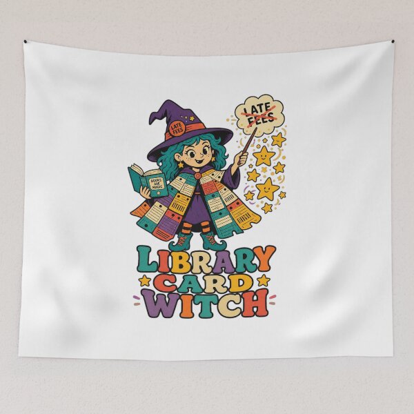 Item preview, Back to School Library Card Witch | Bookish Teacher Art designed and sold by Uglyandcute.