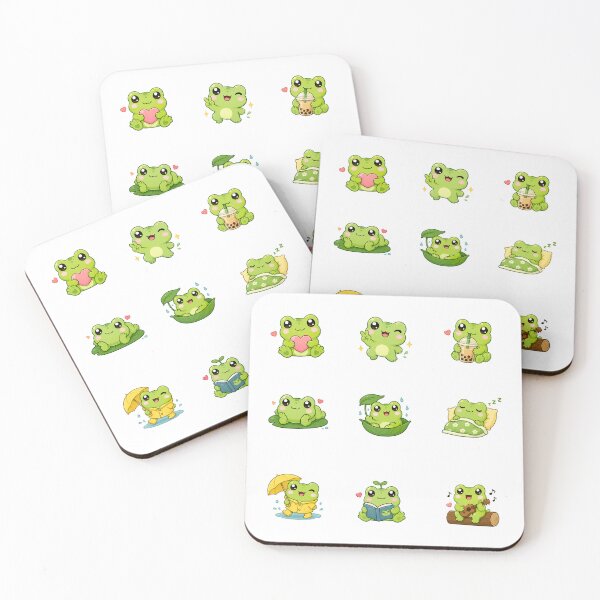 Item preview, Kawaii Green Cute Frog,  Adorable Cottagecore Frogs Set designed and sold by graphic-genie.