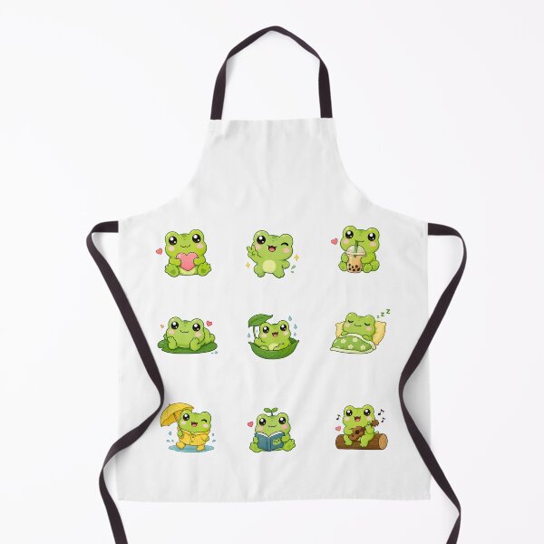 Item preview, Kawaii Green Cute Frog,  Adorable Cottagecore Frogs Set designed and sold by graphic-genie.