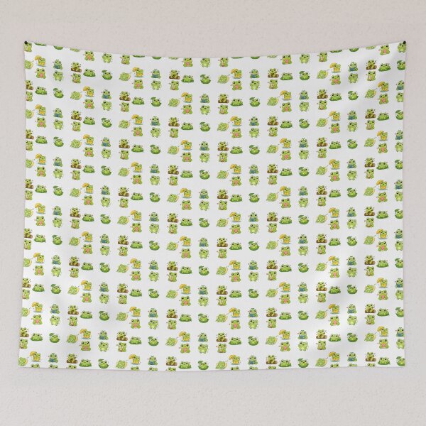 Item preview, Kawaii Green Cute Frog,  Adorable Cottagecore Frogs Set designed and sold by graphic-genie.