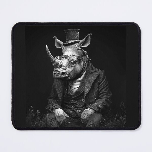 Item preview, Steampunk Rhino Gentleman Victorian Monocle and Top Hat Portrait designed and sold by inkoutninja.