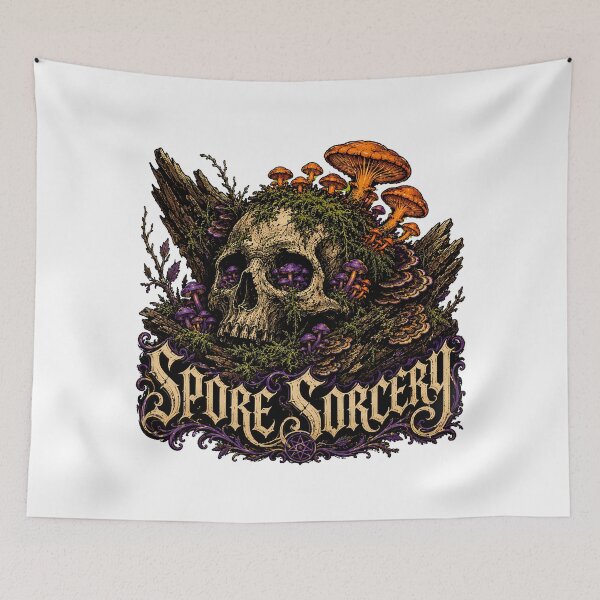Item preview, Dark Fantasy Mushroom Skull Goblincore Sorcery designed and sold by chattsuede.