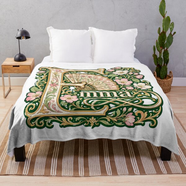Aperçu de l'œuvre Emma Monogramme Floral Initiale Victorienne Illuminée créée et vendue par chattsuede.