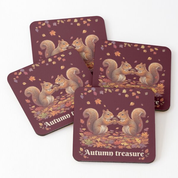 Item preview, Autumn Treasure - Cute Red Squirrels Sharing an Acorn designed and sold by Evelashop.
