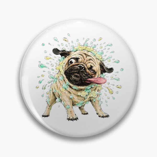Item preview, Bath Time Pug Soap Bubbles Watercolor Dog Lover designed and sold by chattsuede.