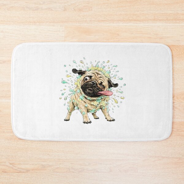 Item preview, Bath Time Pug Soap Bubbles Watercolor Dog Lover designed and sold by chattsuede.