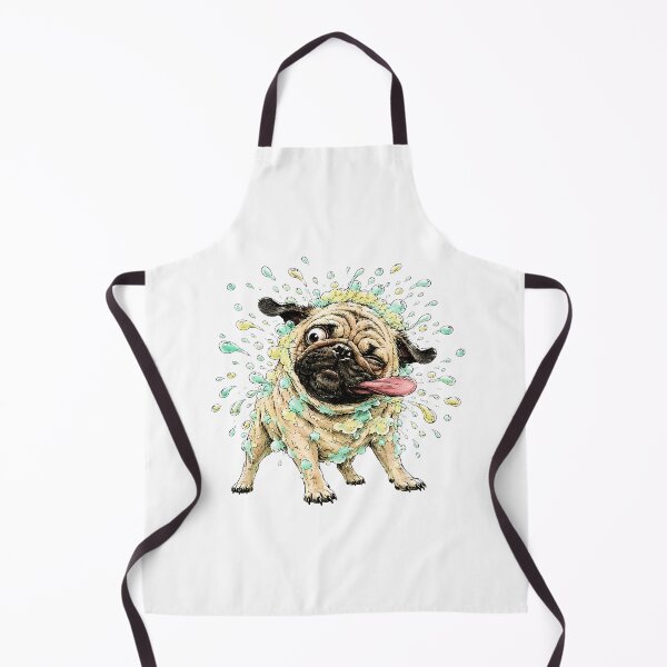 Item preview, Bath Time Pug Soap Bubbles Watercolor Dog Lover designed and sold by chattsuede.