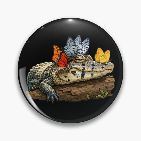 Item preview, Alligator And Butterflies designed and sold by Funny Vintage Stickers And T-Shirts.