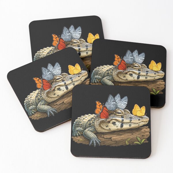 Item preview, Alligator And Butterflies designed and sold by Funny Vintage Stickers And T-Shirts.