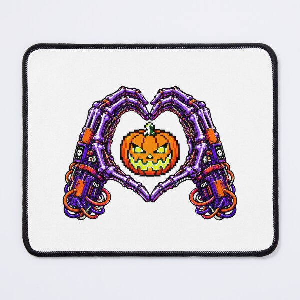 Item preview, Robot Skeleton Halloween Pixel Pumpkin Gamer Heart designed and sold by chattsuede.