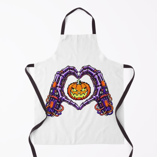 Item preview, Robot Skeleton Halloween Pixel Pumpkin Gamer Heart designed and sold by chattsuede.