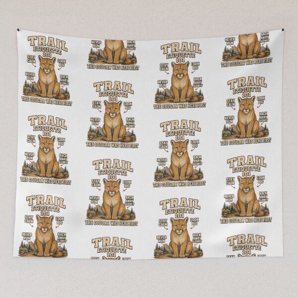 Item preview, Trail Etiquette 101 – Funny Cougar Safety Tips T-Shirt designed and sold by NinaCreator.