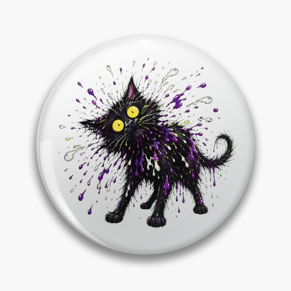 Item preview, Black Cat Paint Splatter Startled Yellow Eyes designed and sold by chattsuede.