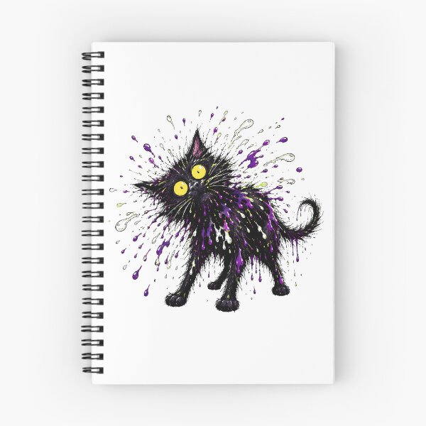 Item preview, Black Cat Paint Splatter Startled Yellow Eyes designed and sold by chattsuede.