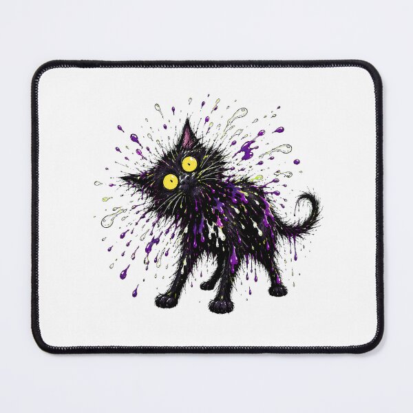 Item preview, Black Cat Paint Splatter Startled Yellow Eyes designed and sold by chattsuede.