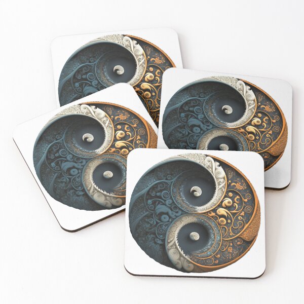 Item preview, Navy and Gold Filigree Yin Yang designed and sold by RAGANADesign.