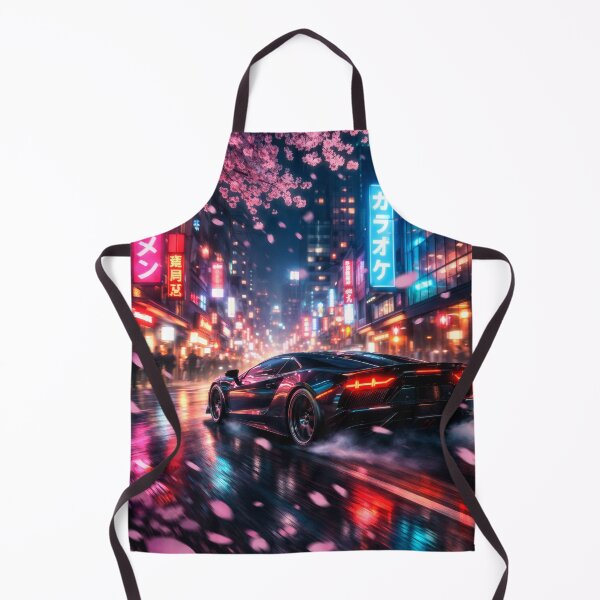 Item preview, Neon Speed Under Blossoms | Retro Futuristic Racing Car Illustration | Vibrant Japanese Floral Night Aesthetic designed and sold by PaintedPixels01.