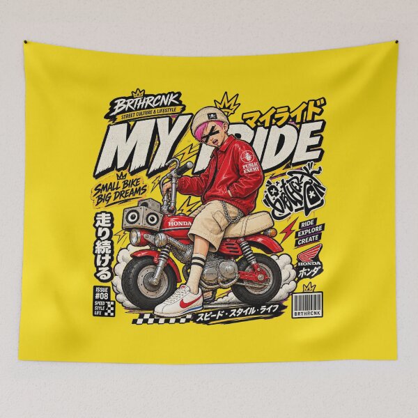 Item preview, マイライド Honda Monkey - Japanese Graffiti Streetwear Art designed and sold by BRTHRCNK01.