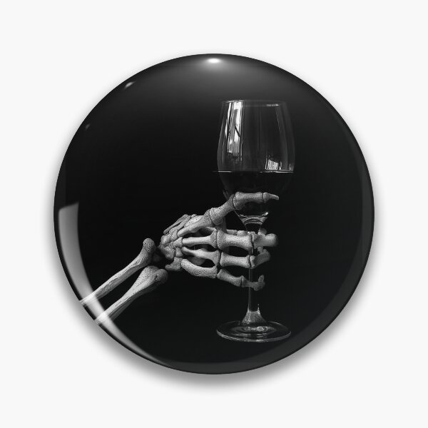 Item preview, Skeleton Hand Holding Wine Glass Gothic Dark Humor Art designed and sold by inkoutninja.