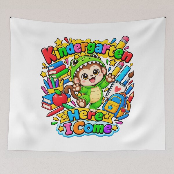 Item preview, Cute Dino monkey Kindergarten Back to School designed and sold by QuiteOrbit.