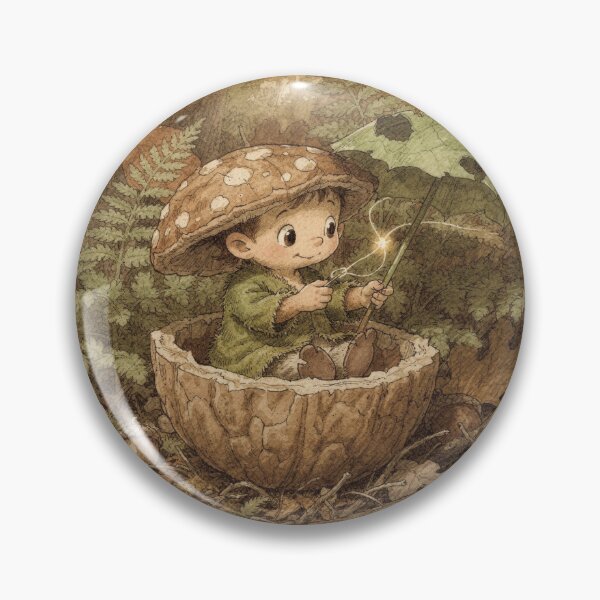 Item preview, Mushroom Sprite Mending a Leaf Umbrella designed and sold by PictorialWhimsy.