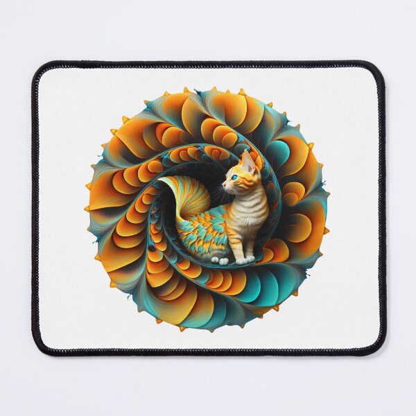 Item preview, Cat Resting in an Orange Fractal Nest designed and sold by RAGANADesign.