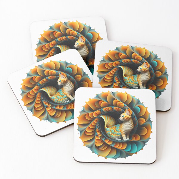 Item preview, Cat Resting in an Orange Fractal Nest designed and sold by RAGANADesign.