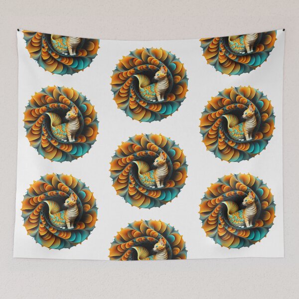 Item preview, Cat Resting in an Orange Fractal Nest designed and sold by RAGANADesign.