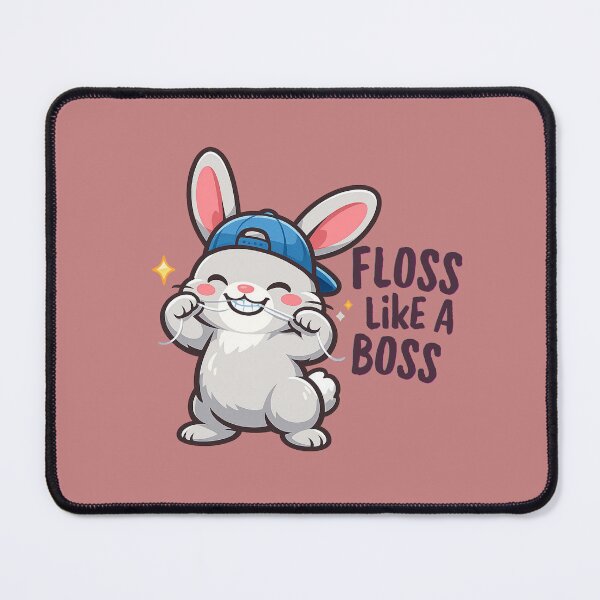 Item preview, Floss Like a Boss Funny Dentist quote | Cute Bunny Flossing designed and sold by WallMuseStudio .