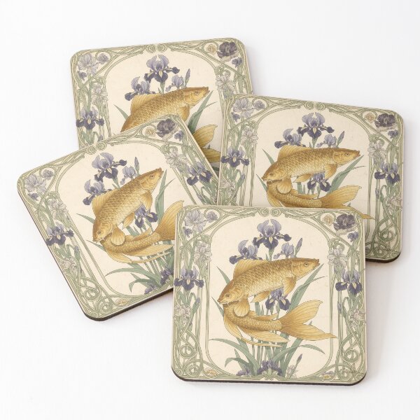 Item preview, Art Nouveau Golden Koi Panel designed and sold by PictorialWhimsy.