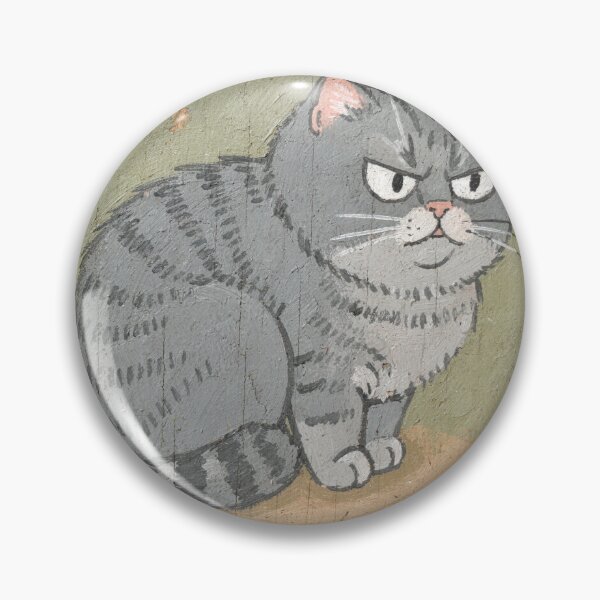 Item preview, Grey Loaf Cat Side-Eye Folk Painting designed and sold by PictorialWhimsy.