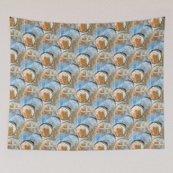 Item preview, Painterly Circle Pattern in Brown and Blue designed and sold by Artistestella.