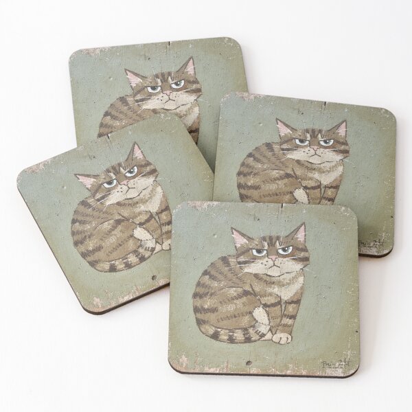 Item preview, Sleepy Brown Tabby Loaf Folk Art designed and sold by PictorialWhimsy.